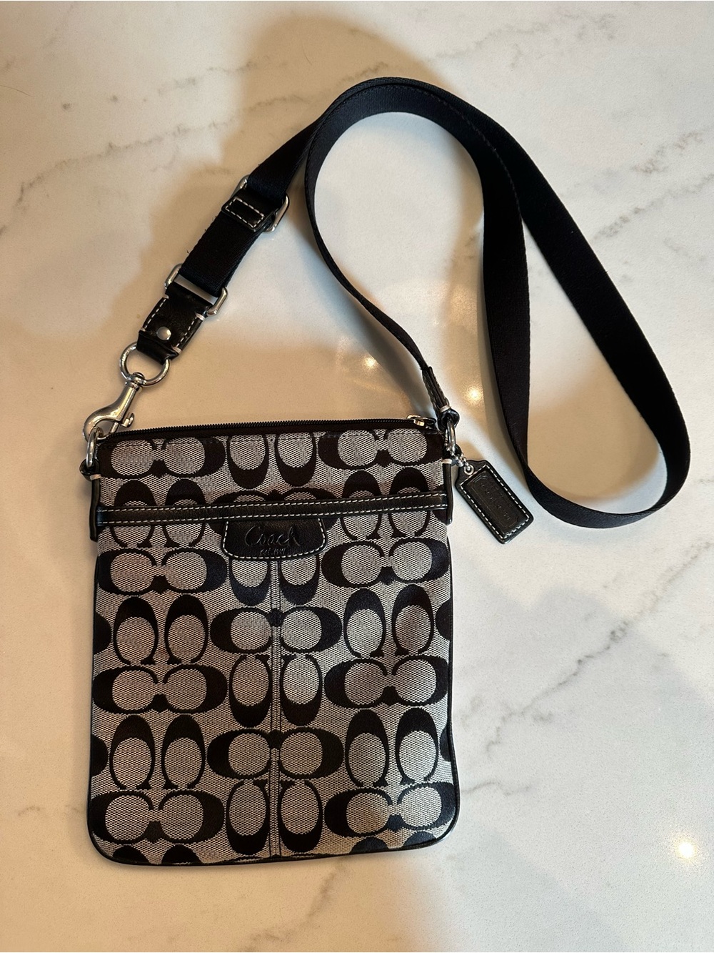 Coach Signature Canvas Crossbody Bag in Black/Grey